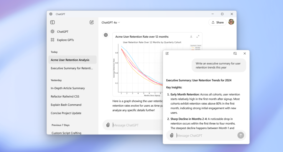 ChatGPT app with advanced voice mode now available for Windows and MacOS