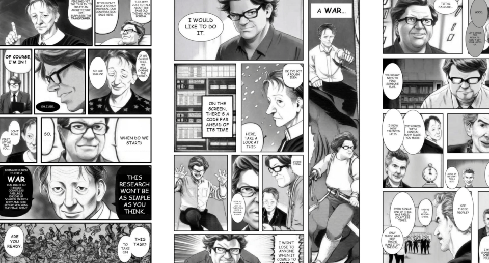 AI pioneers Hinton, LeCun, and Bengio star in fictional manga created by new AI system